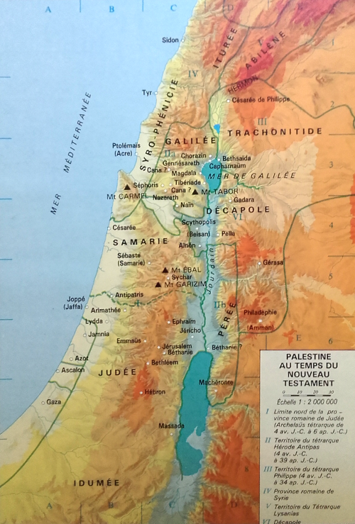 Palestine au temps du Nouveau Testament (source Bible TOB)