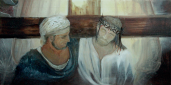5e station : Simon de Cyrène aide Jésus à porter sa croix