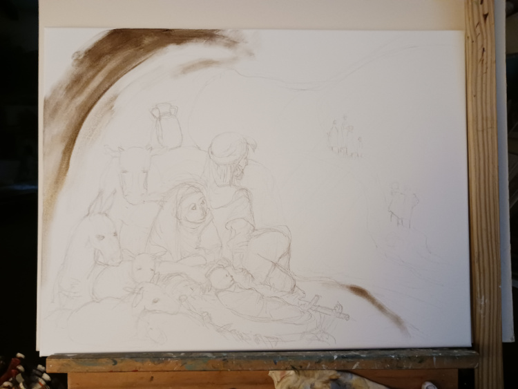 Crèche de Noël (Luc 2, 7) par Alexandra Domnec