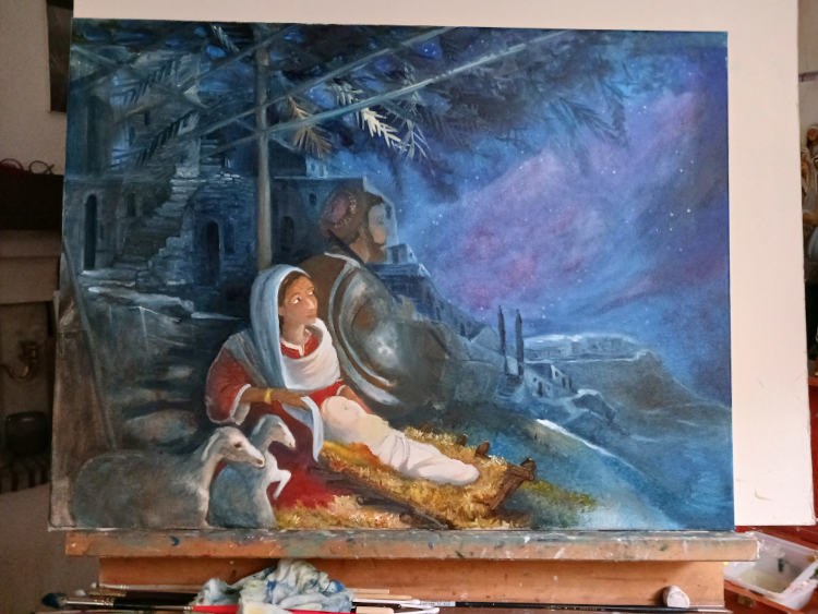 Crèche de Noël (Luc 2, 7) par Alexandra Domnec