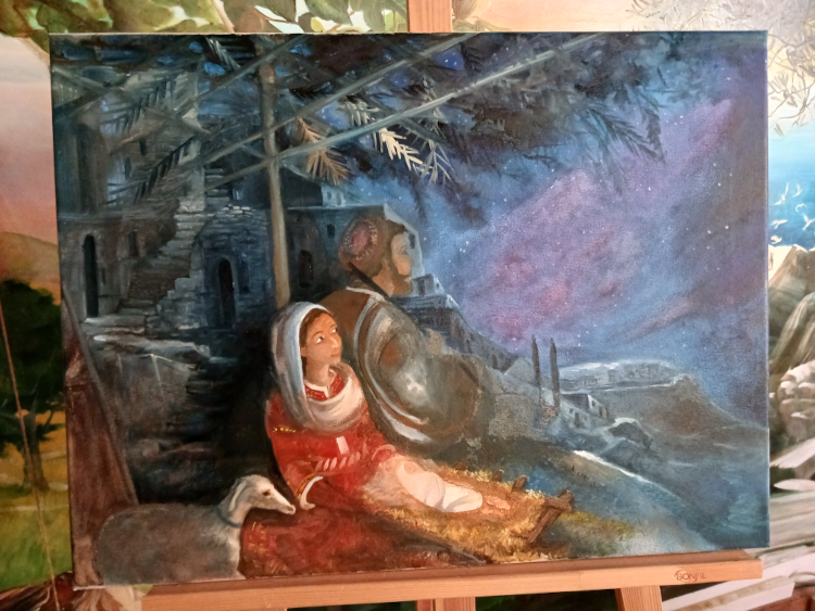 Crèche de Noël (Luc 2, 7) par Alexandra Domnec