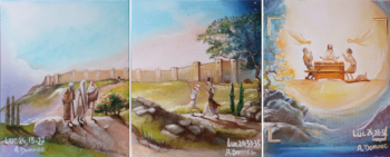 Pèlerins d'Emmaüs (Luc 24, 13-27) par Alexandra Domnec